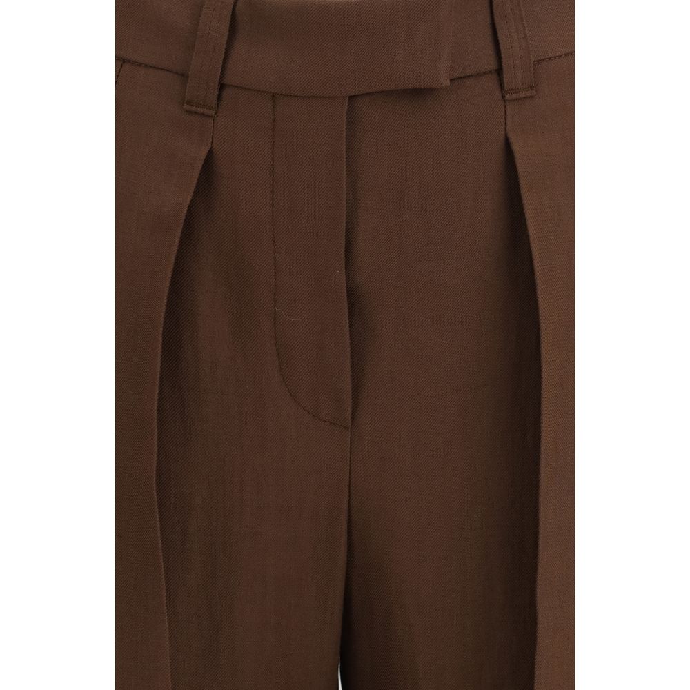 Brown Viscose Casual Pants