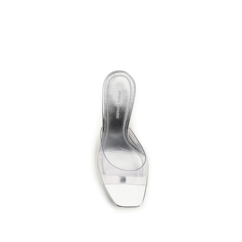 Silver Pvc Stiletto Heel Sandals
