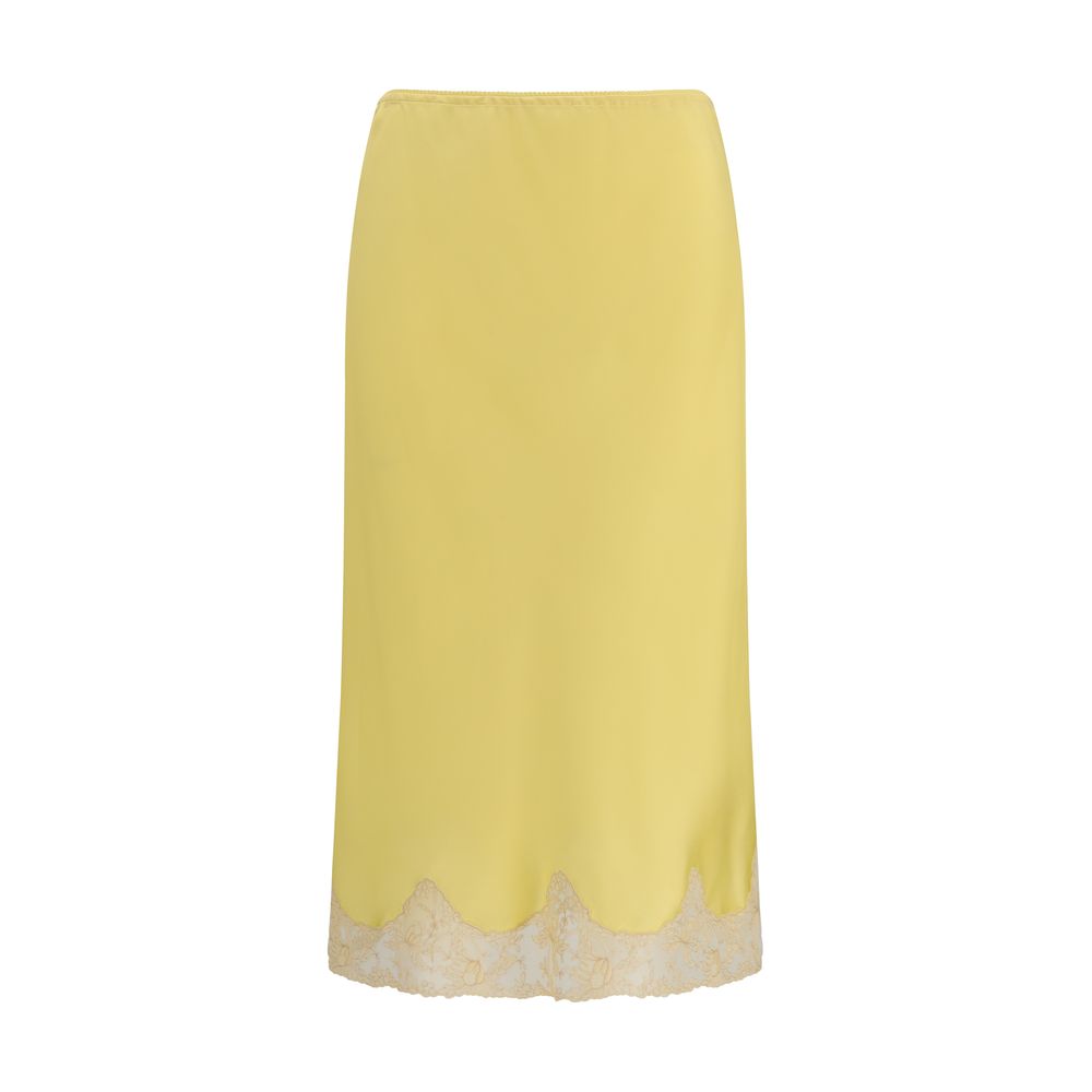 Bicolor Silk Midi Skirt