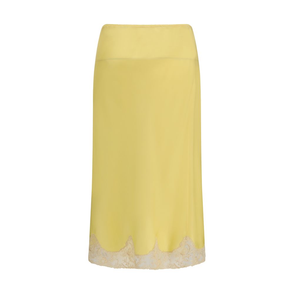 Bicolor Silk Midi Skirt