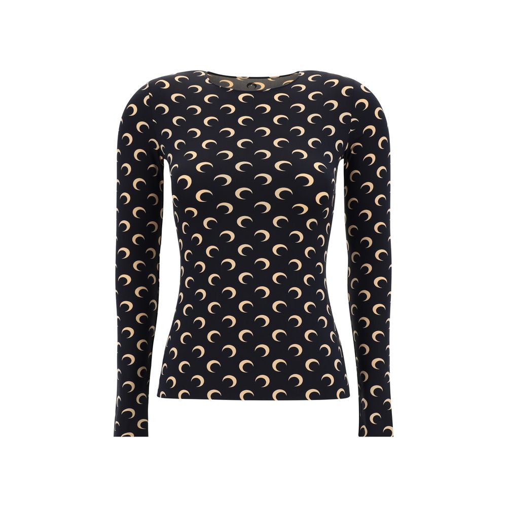 Black Polyamide Long Sleeve T-Shirt