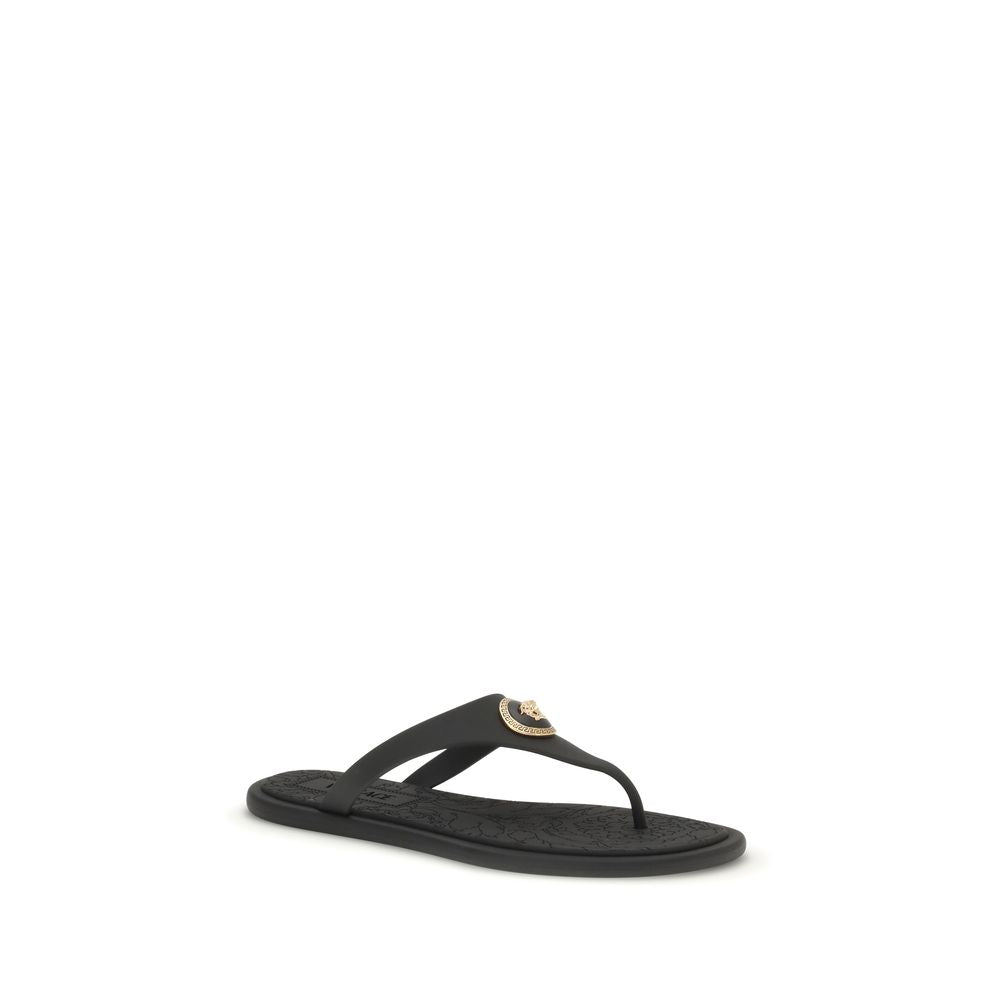 Black Rubber Flip-Flop Sandals