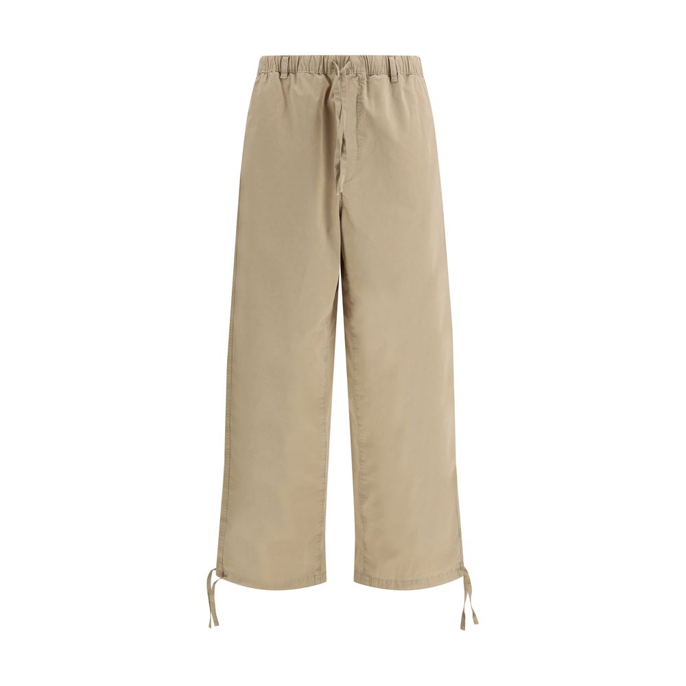 Beige Cotton Casual Pants