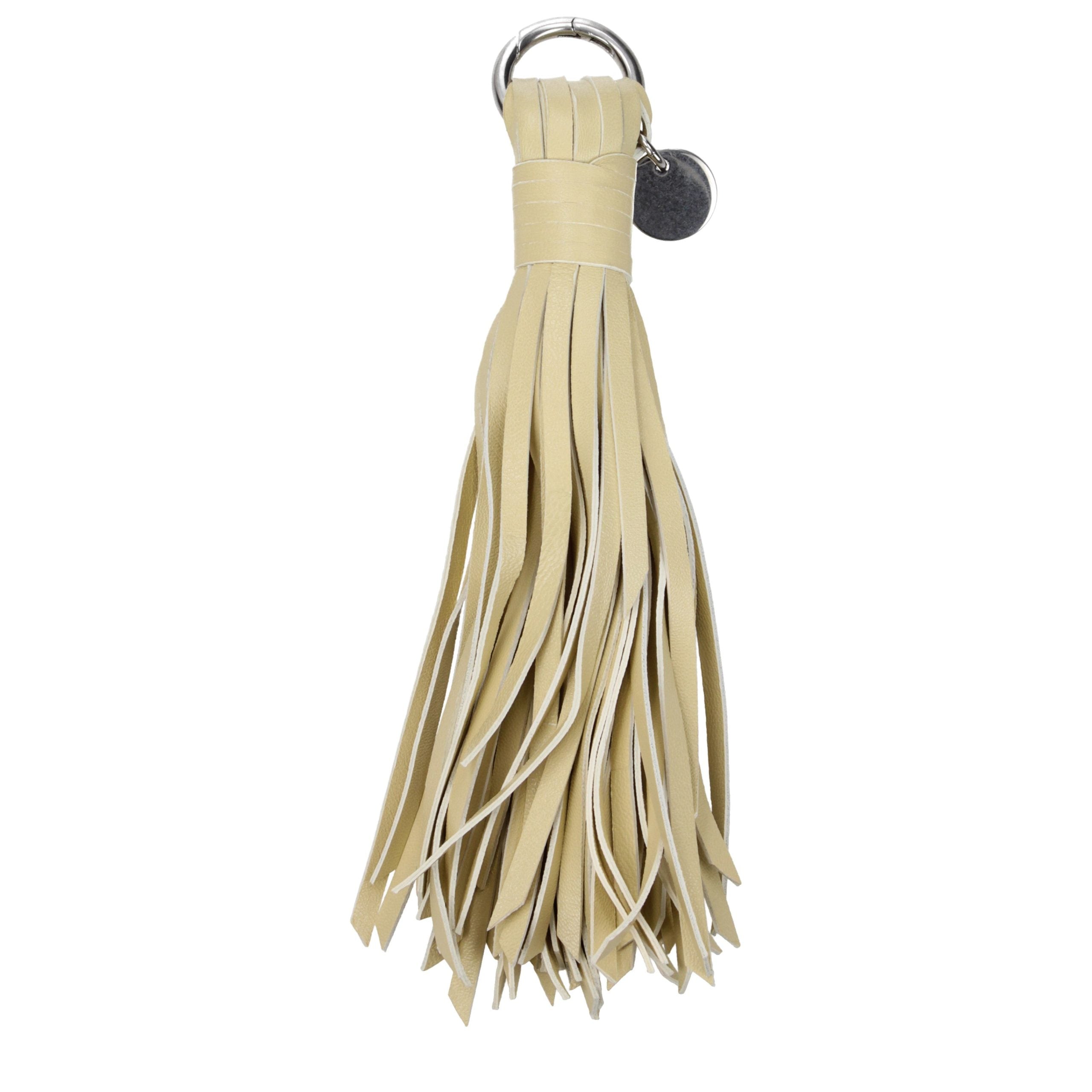 Beige Leather Keychain
