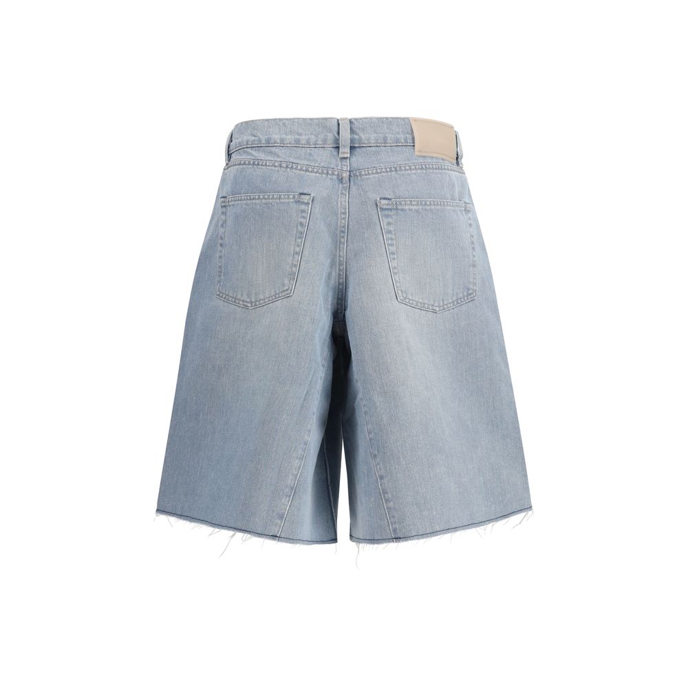 Blue Cotton Bermuda Shorts