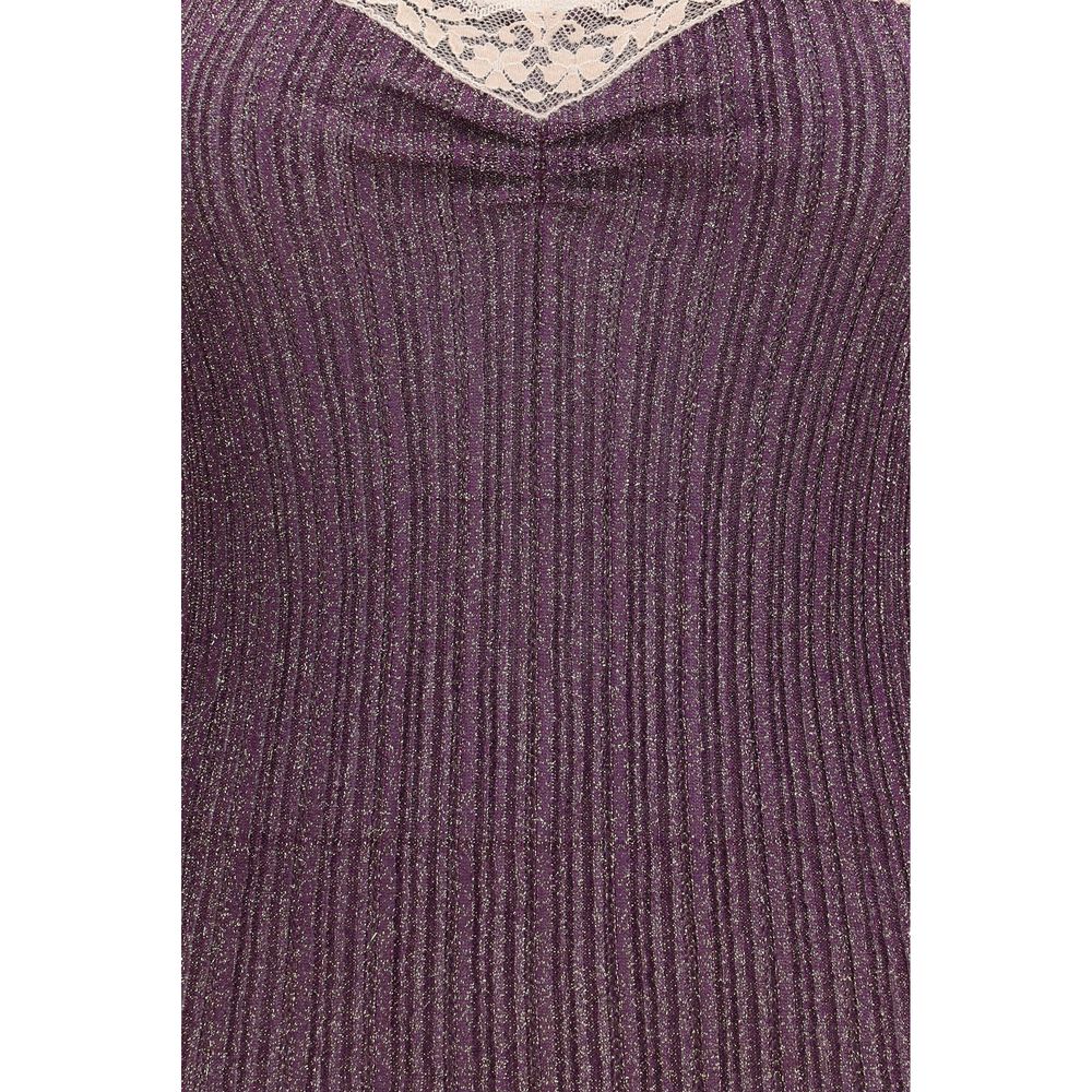 Purple Viscose Sleeveles T-Shirt