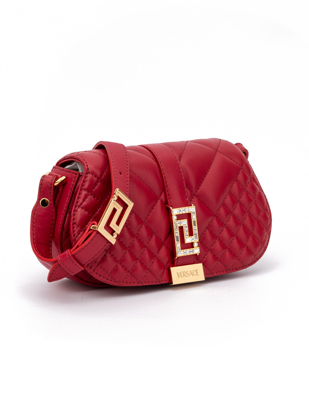 Red Leather Quilted Shoulder Strap Bag
