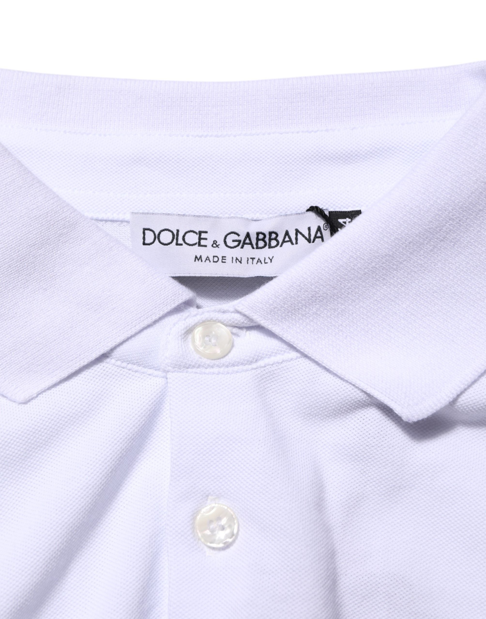 White Cotton Crest Embroidery Polo T-shirt