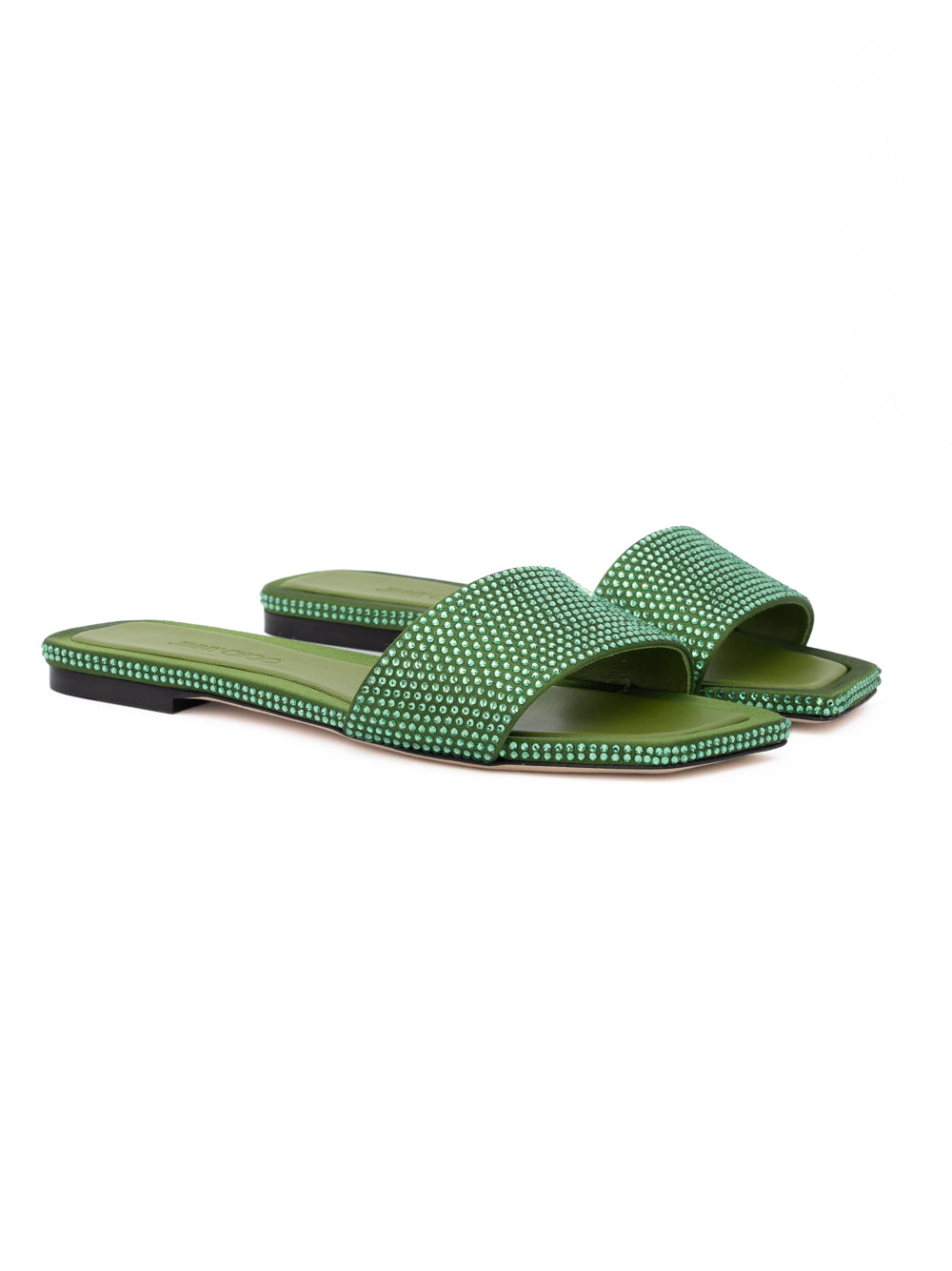 Green Satin Crystal Clovis Flat