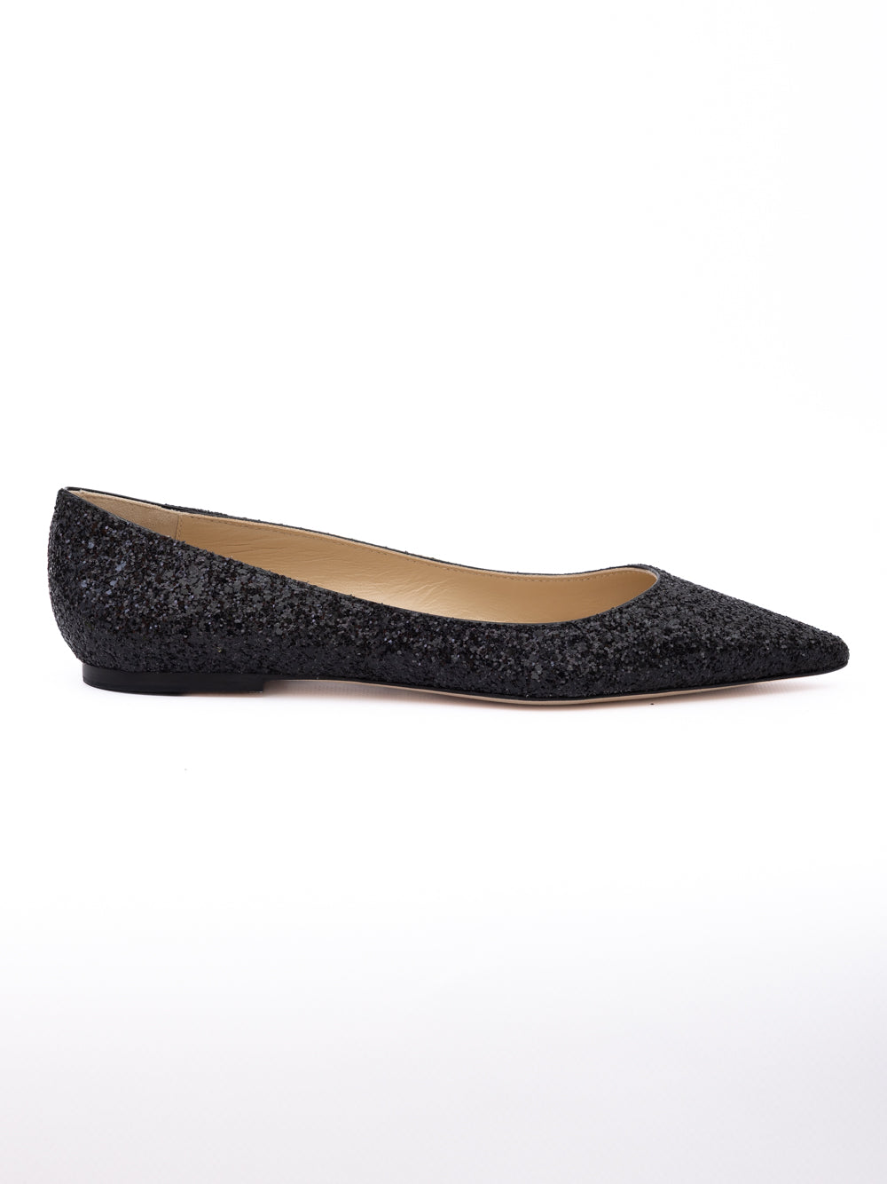 Black Coarse Glitter Fabric Alina Ballet Flat