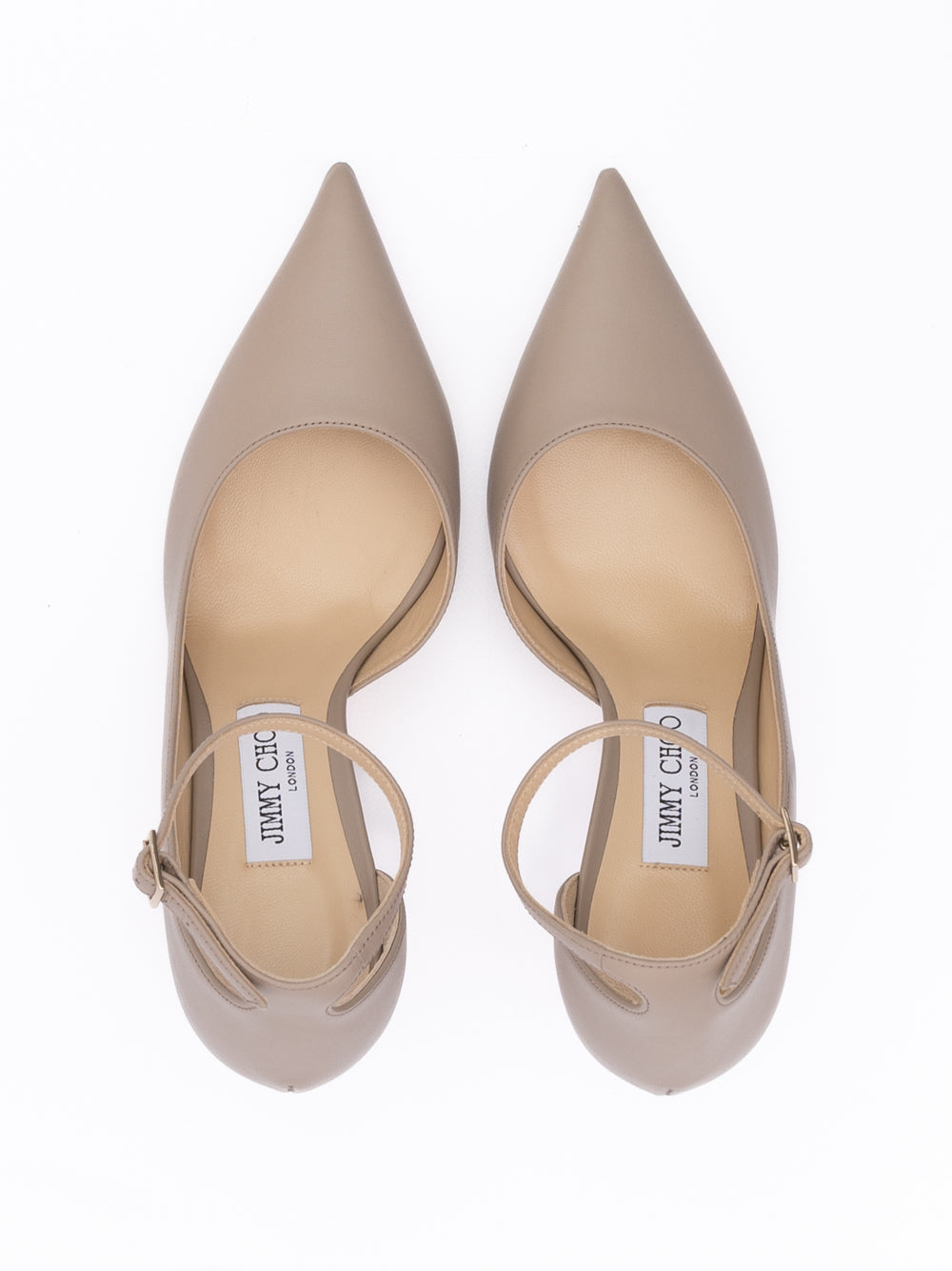 Taupe Grey Calf Leather Leona 85 Pumps