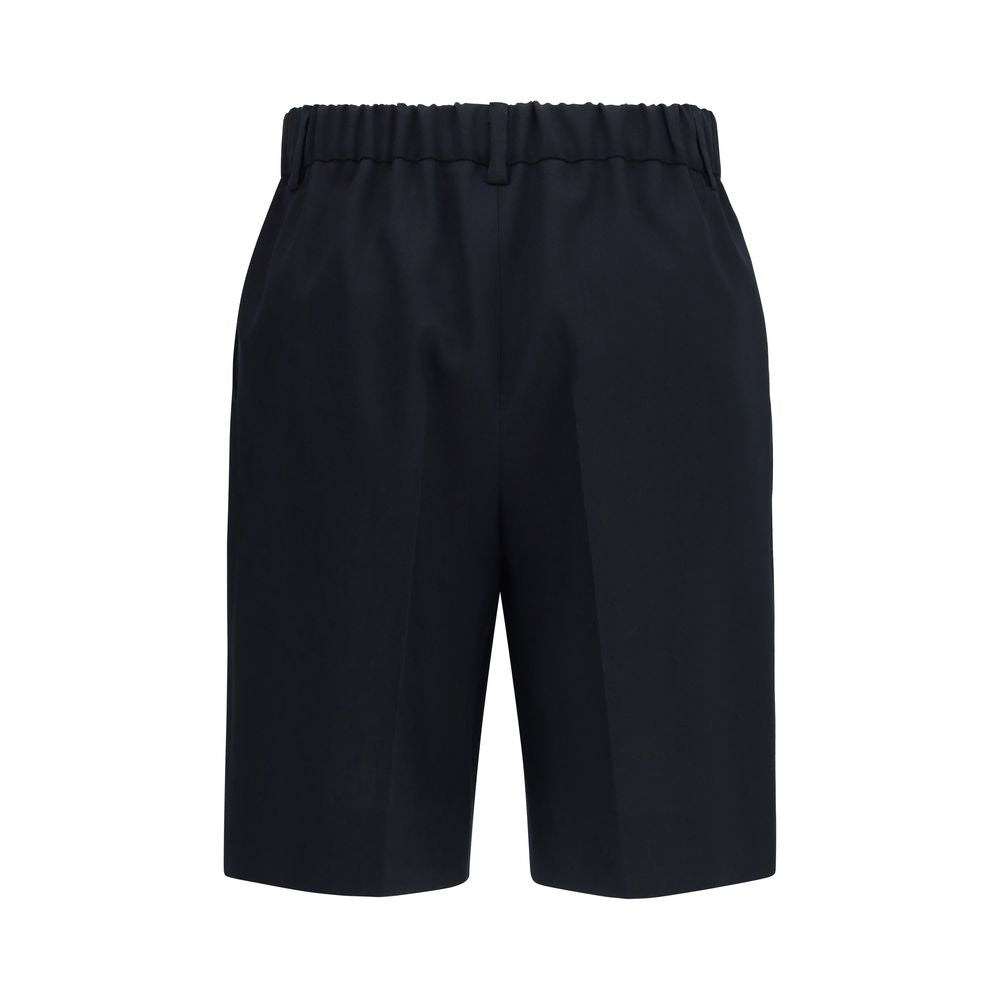 Black Cotton Bermuda Shorts