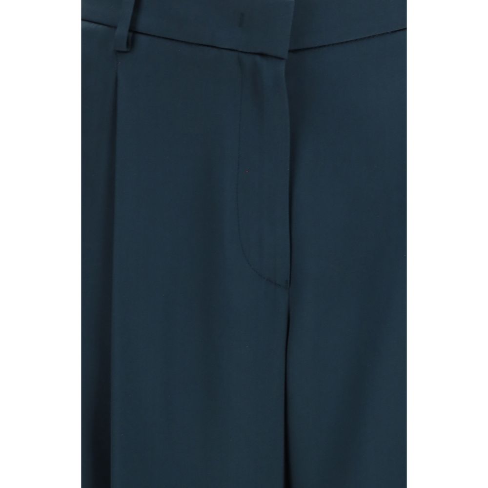 Blue Silk Casual Pants