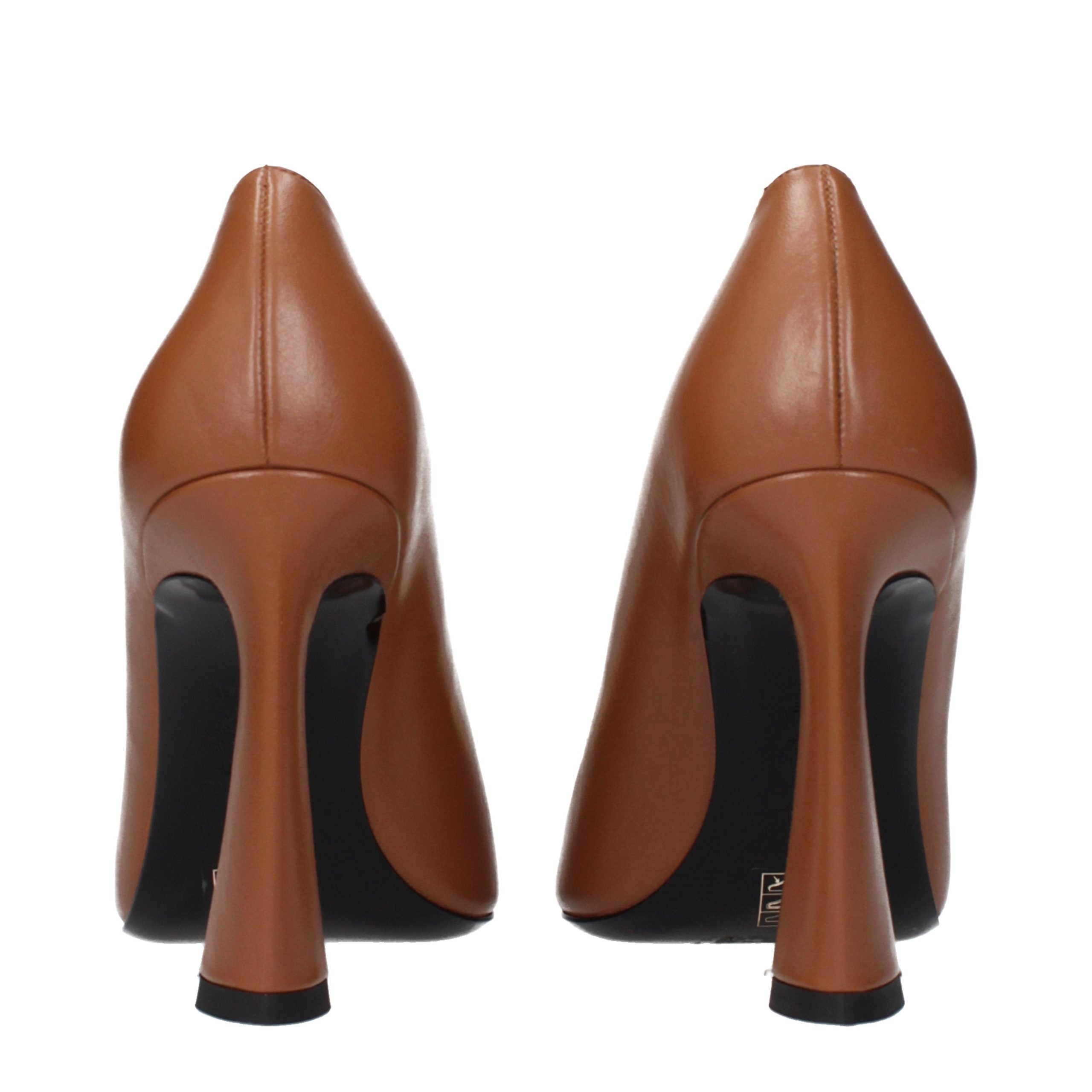 Brown Leather High Heel Pumps