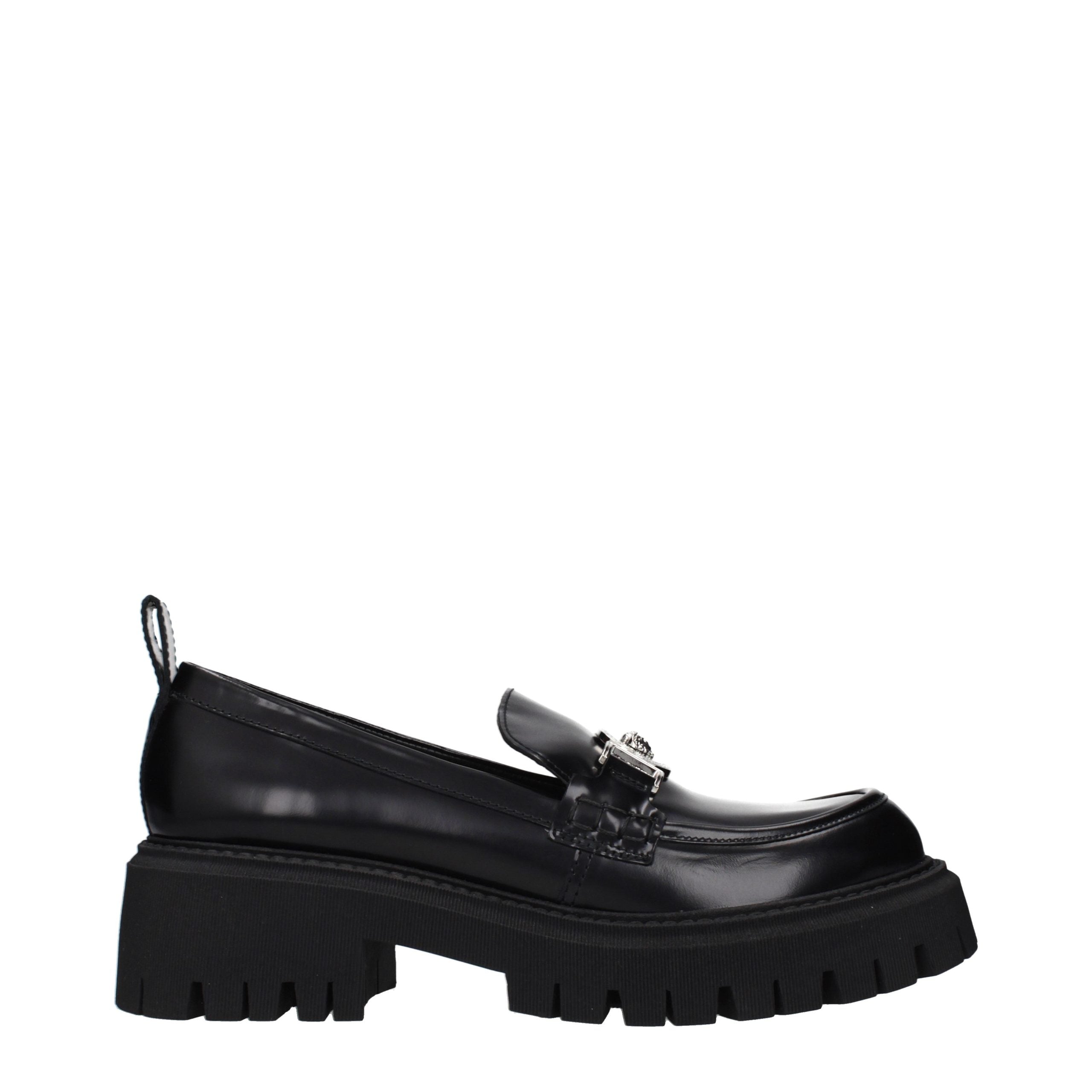 Black Leather Platform Loafers