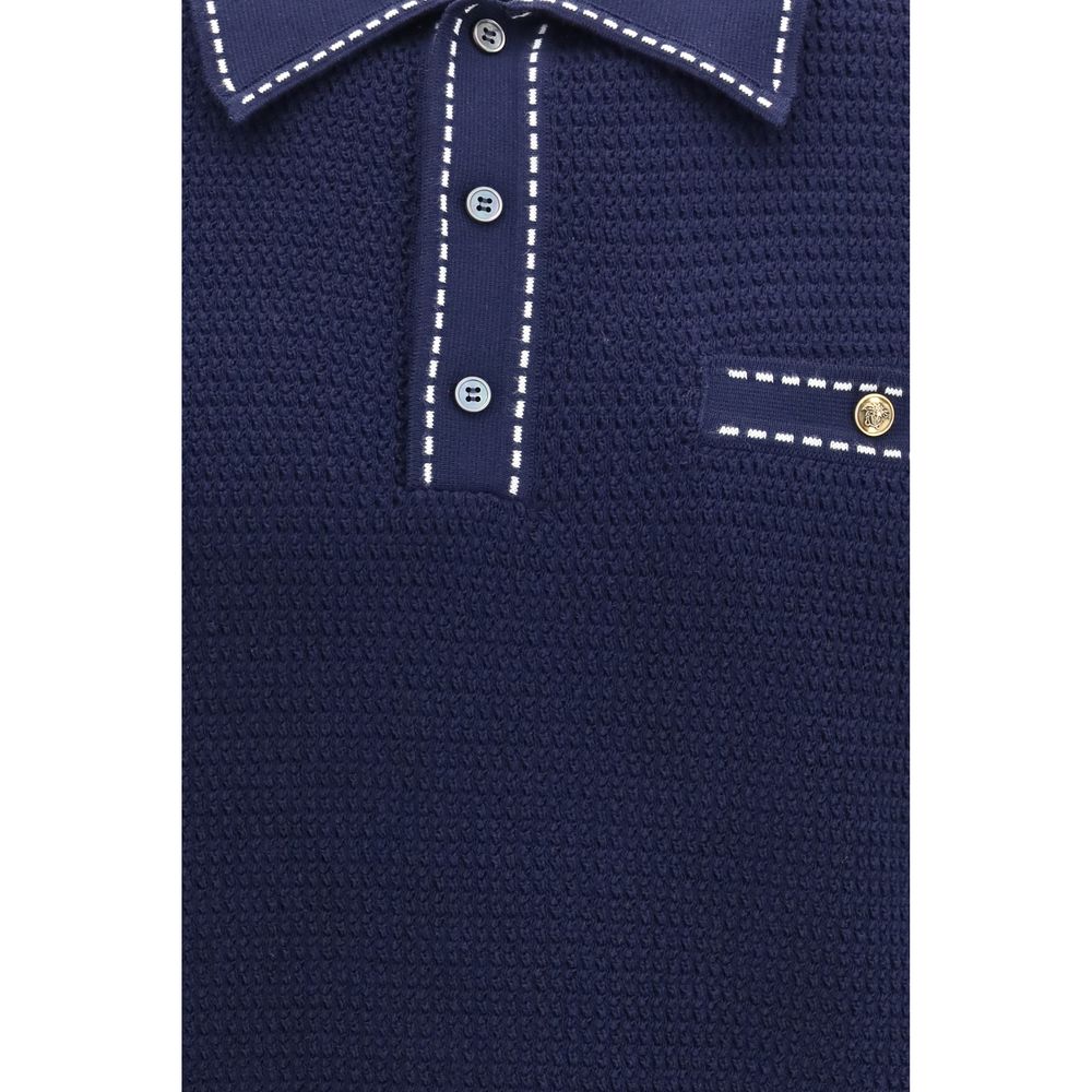 Blue Cotton Polo Shirt