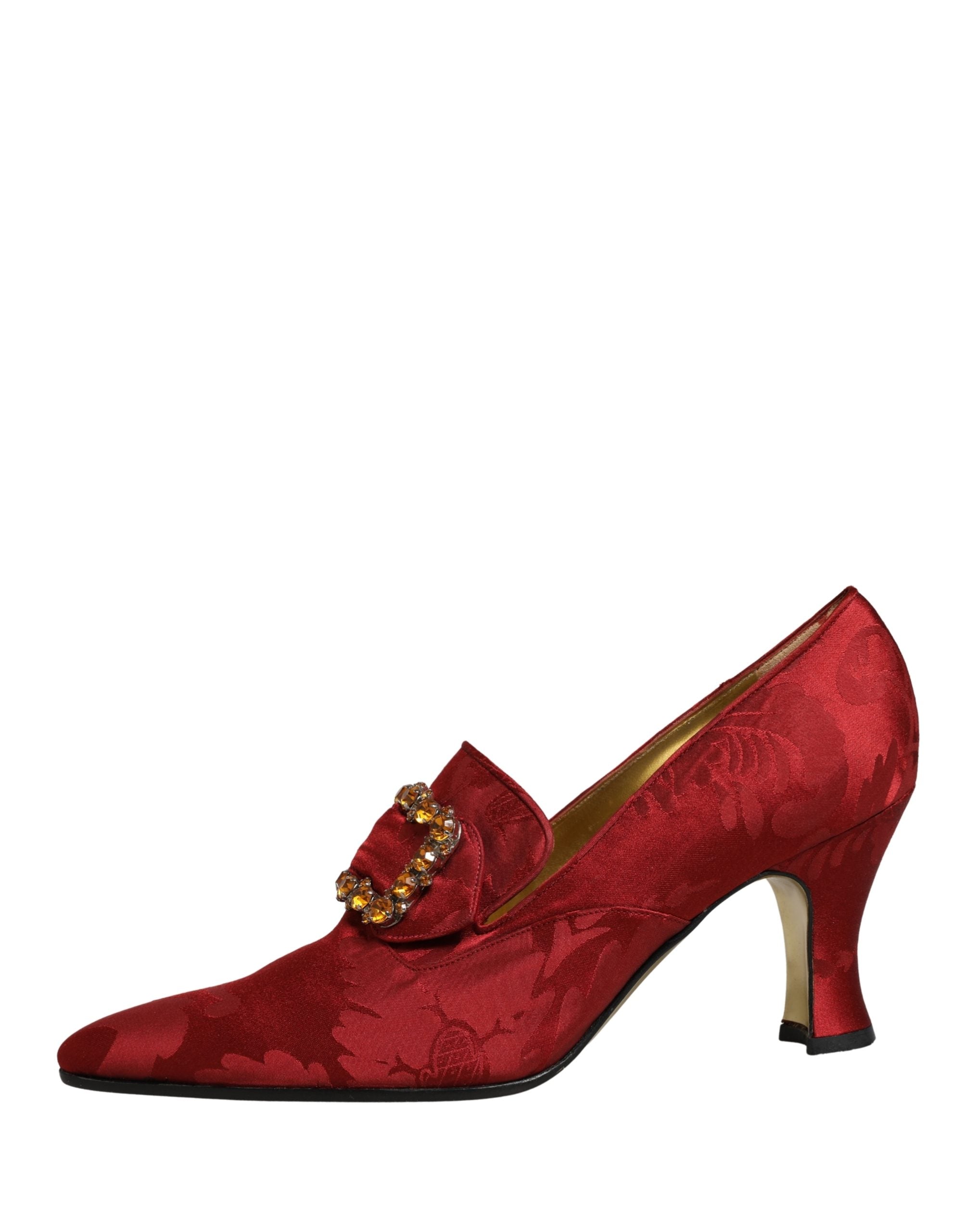 Red Brocade Crystal High Heel Pumps Shoes