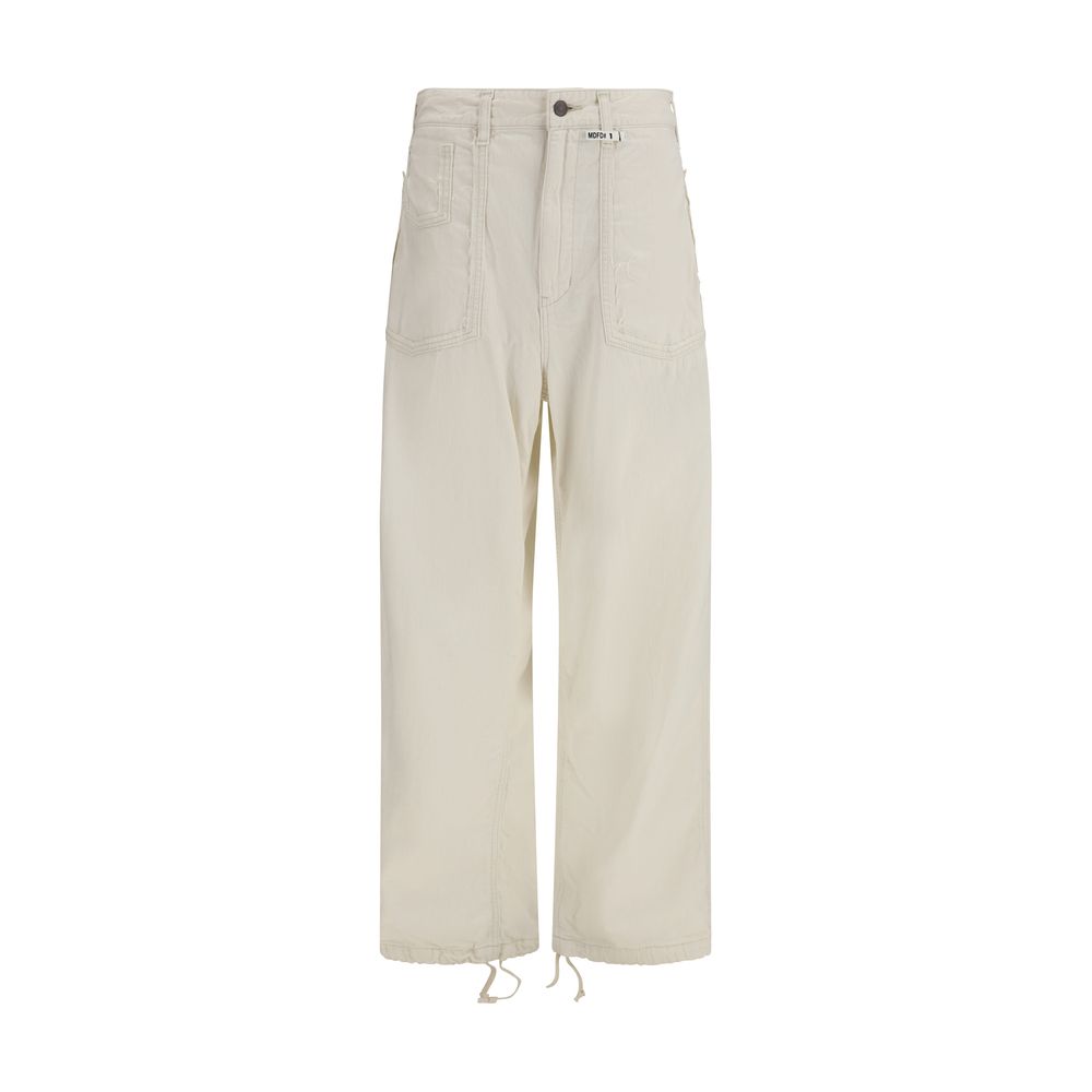 White Cotton Casual Pants