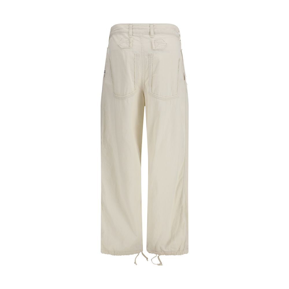 White Cotton Casual Pants