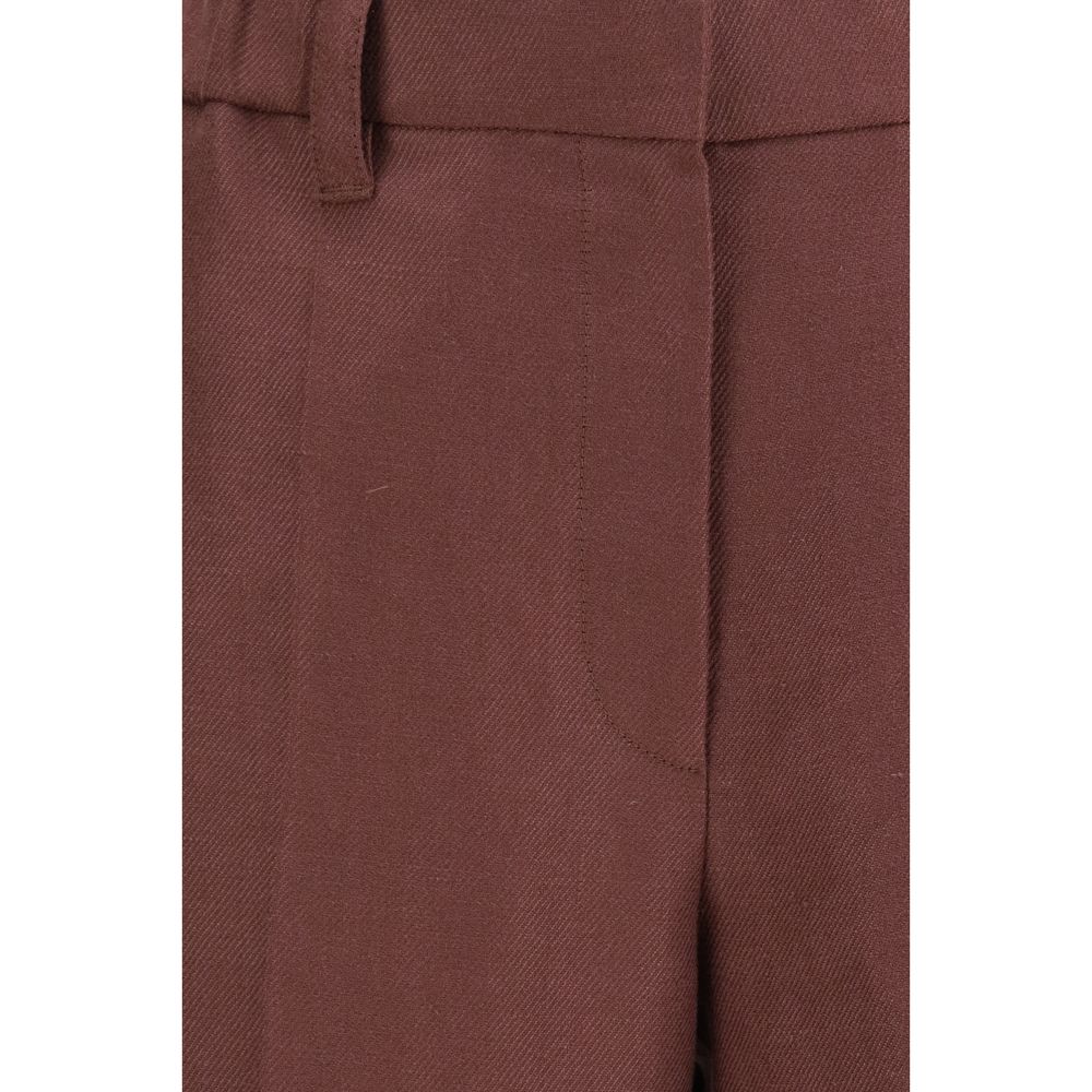 Brown Linen Casual Pants