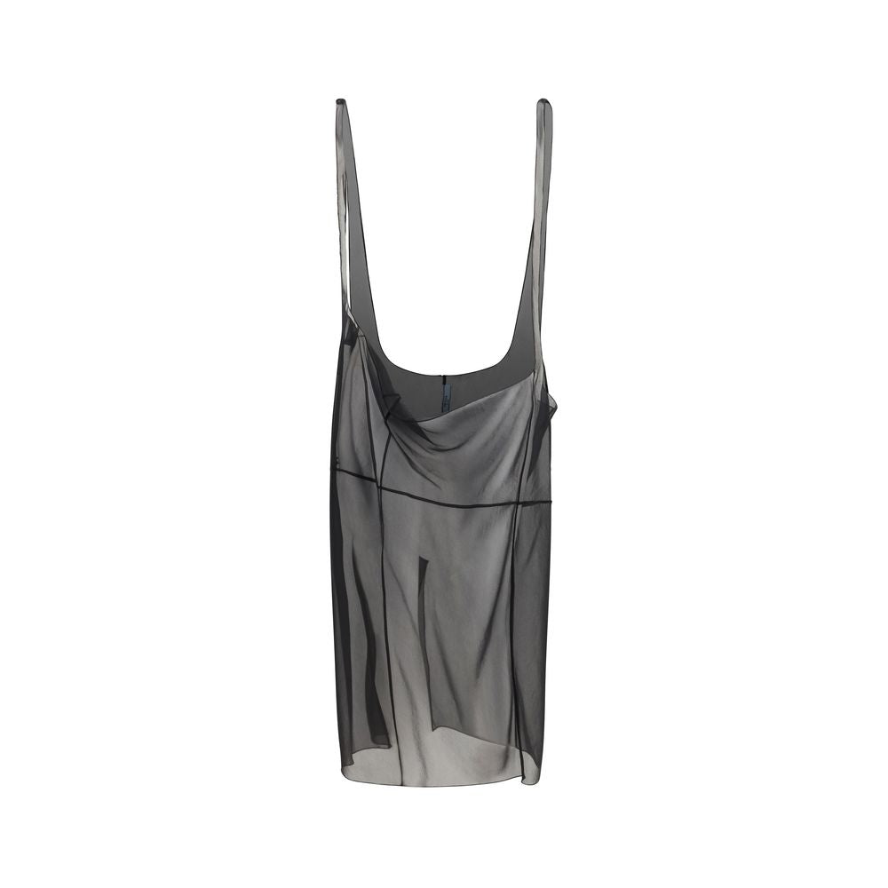 Black Polyester Midi Skirt