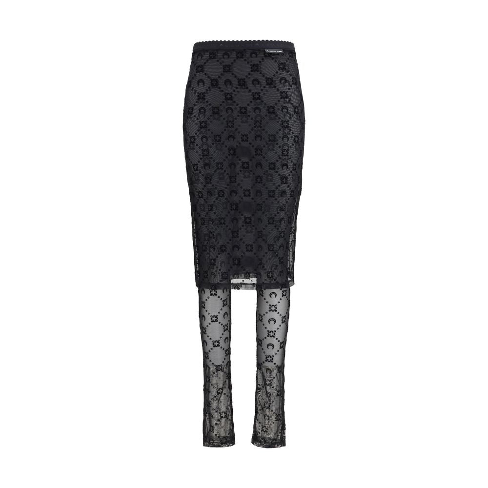 Black Recycled Polyamide Midi Skirt