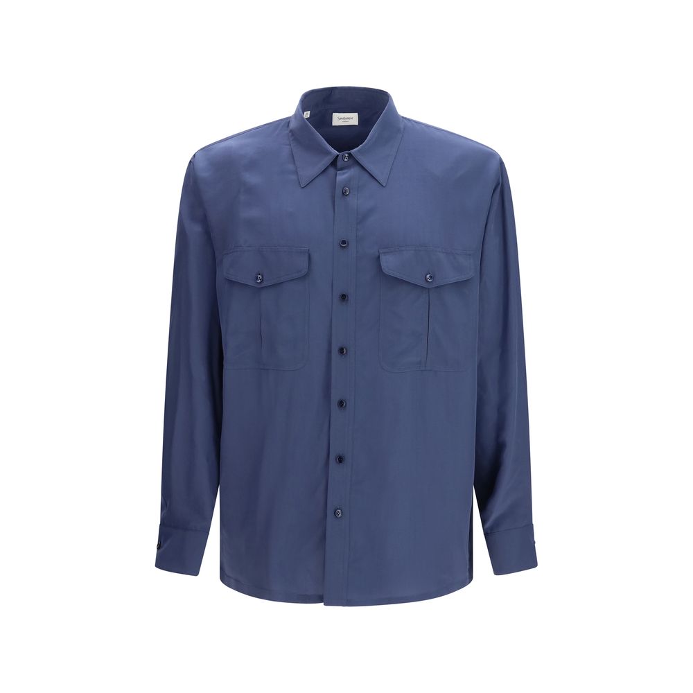 Blue Viscose Dress Shirt