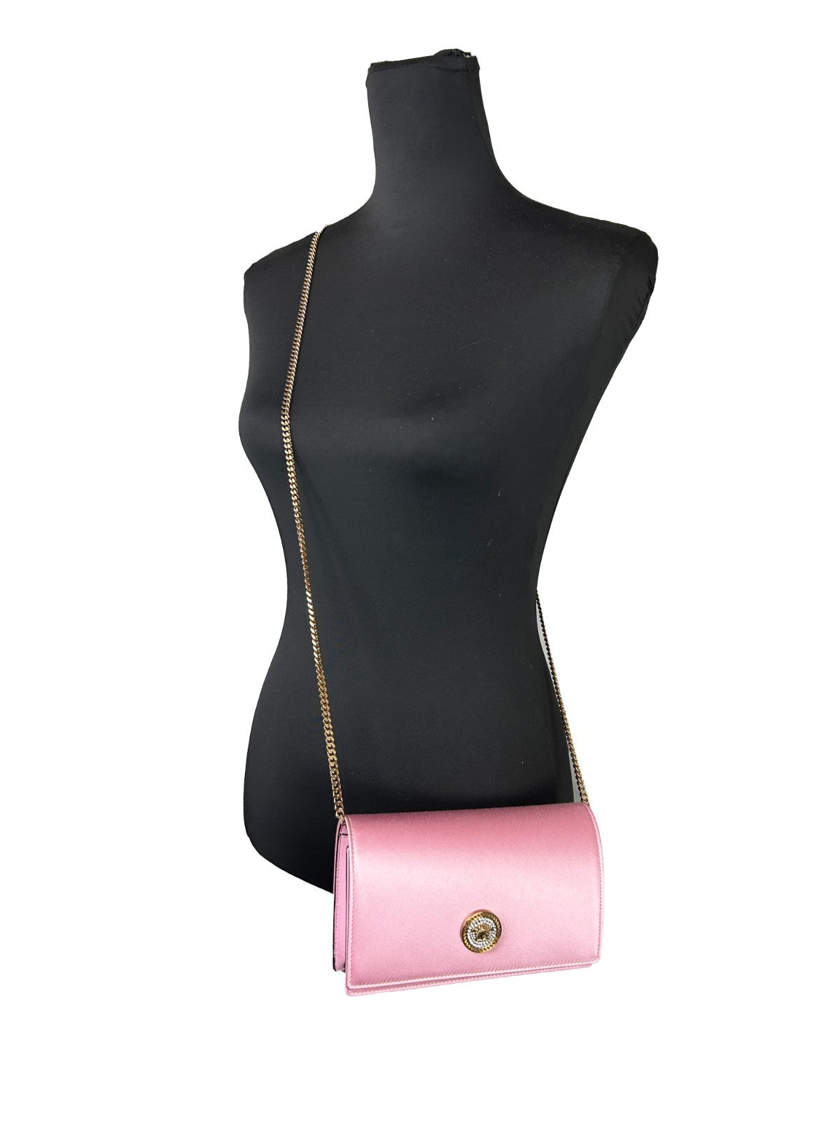 Versace Medusa Crystal Satin Mini Chain Crossbody Bag Purse