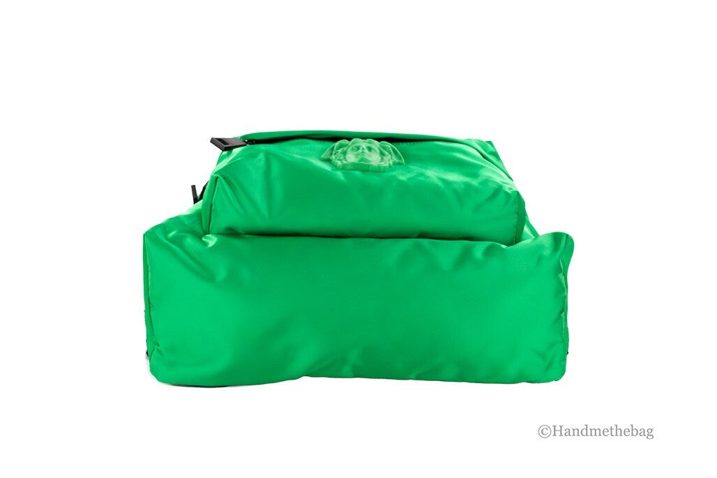 Versace Large Bright Green Nylon Fabric Medusa Shoulder Backpack Bookbag