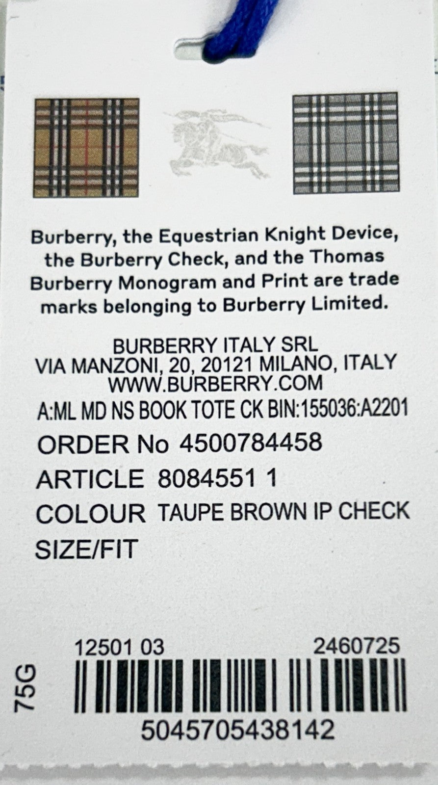 Burberry Medium NS Book Tote Bag Purse