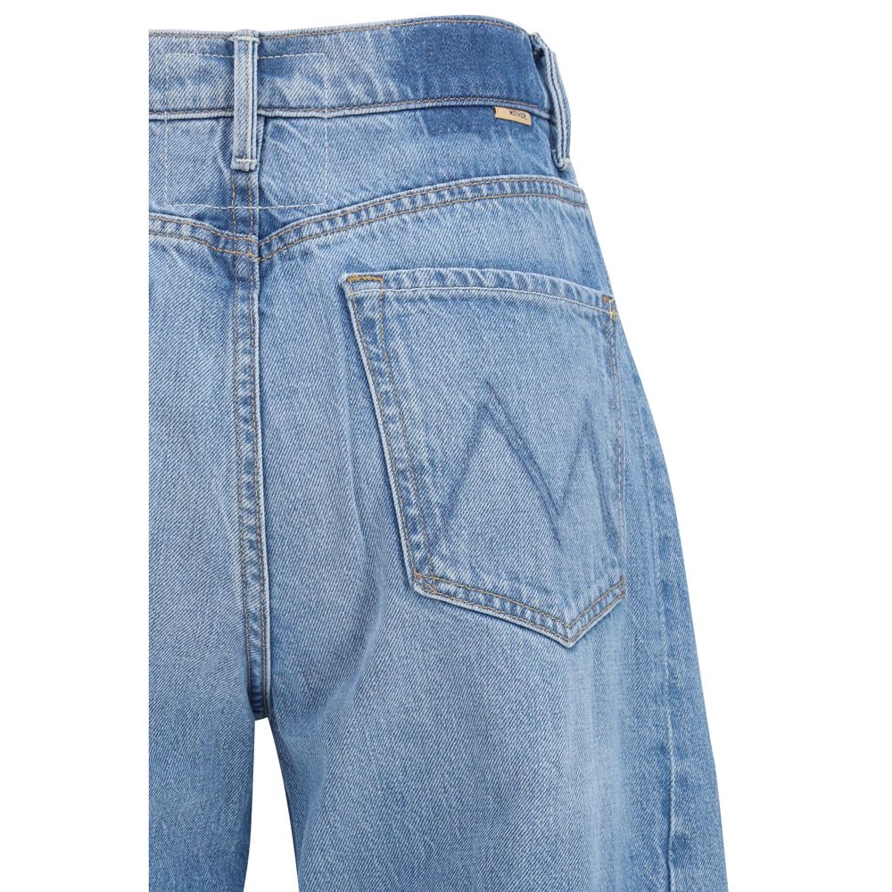 Blue Cotton Cropped Jeans