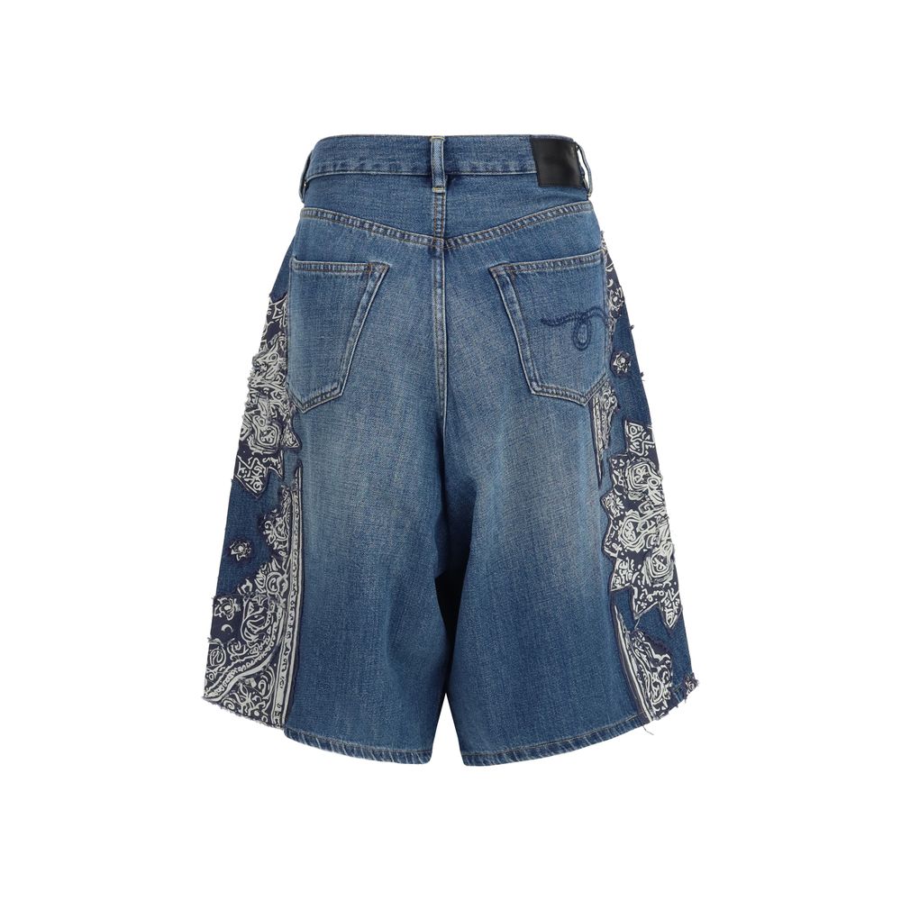 Blue Cotton Bermuda Shorts