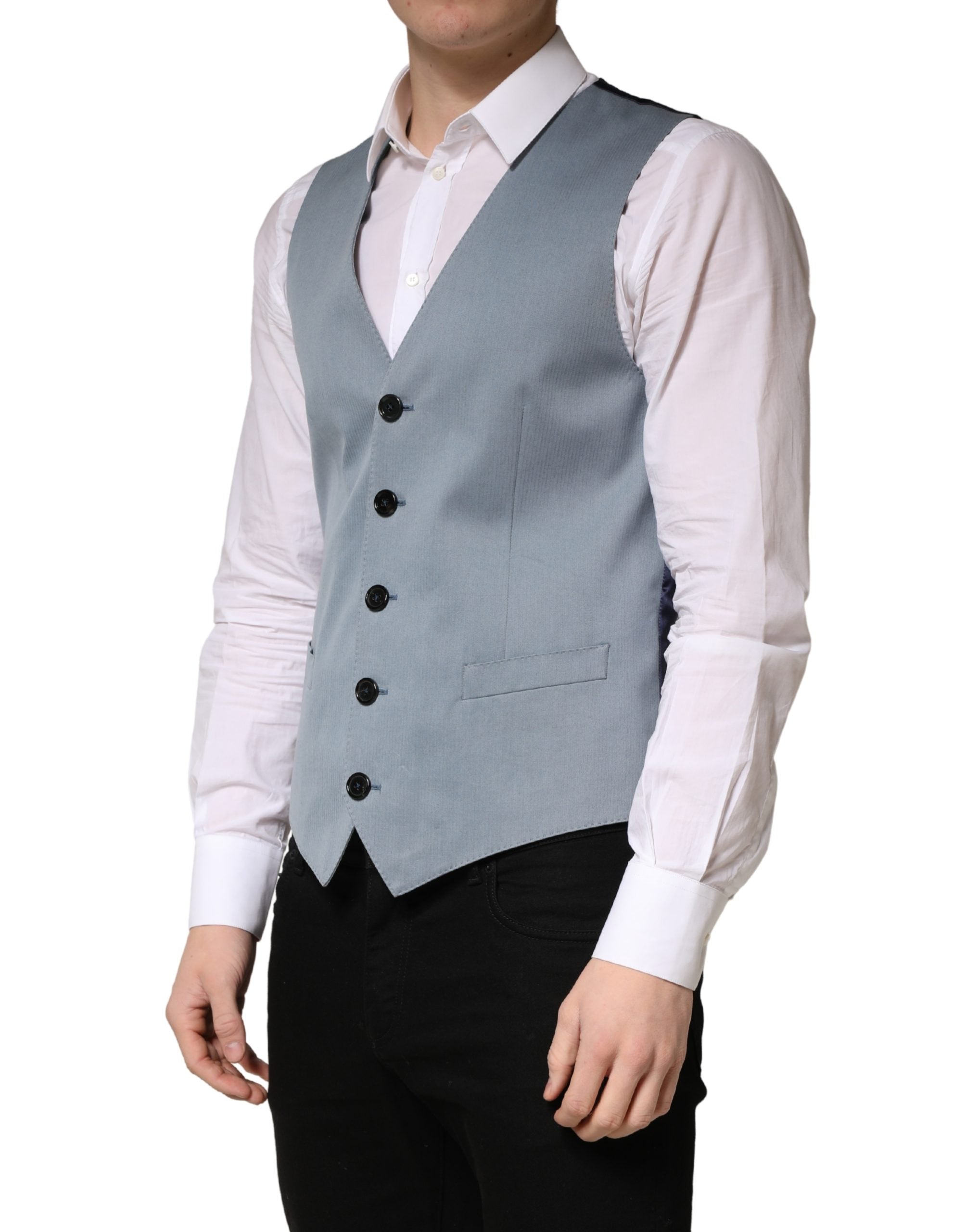 Gray Wool Single Breasted Men Waistcoat Vest