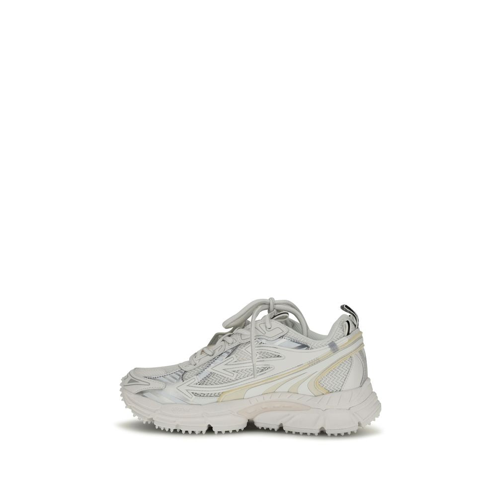 White Polyurethane Athletic Sneakers