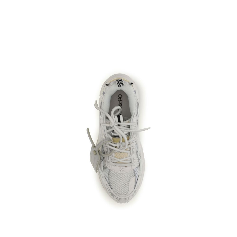 White Polyurethane Athletic Sneakers