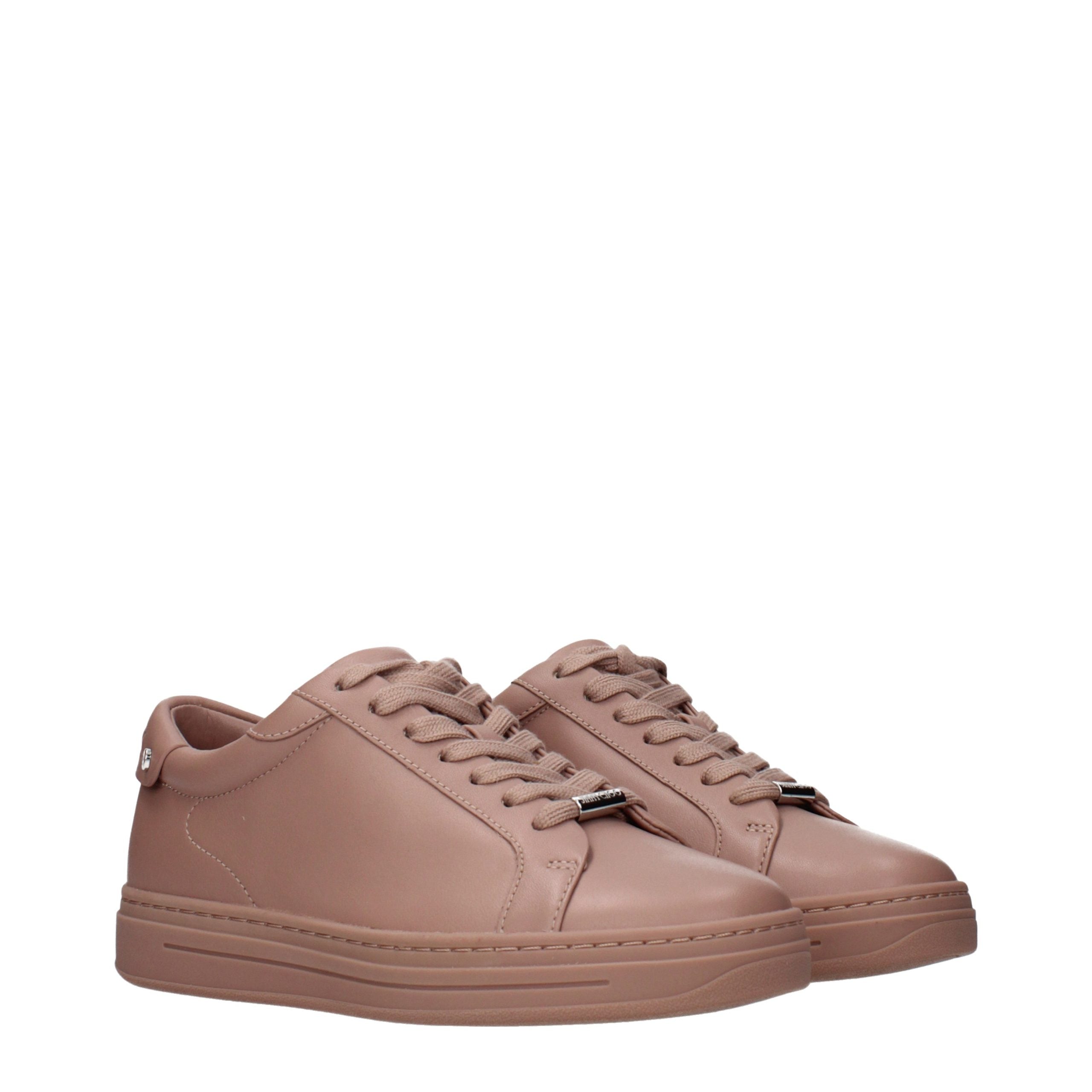 Pink Leather Low Top Sneakers