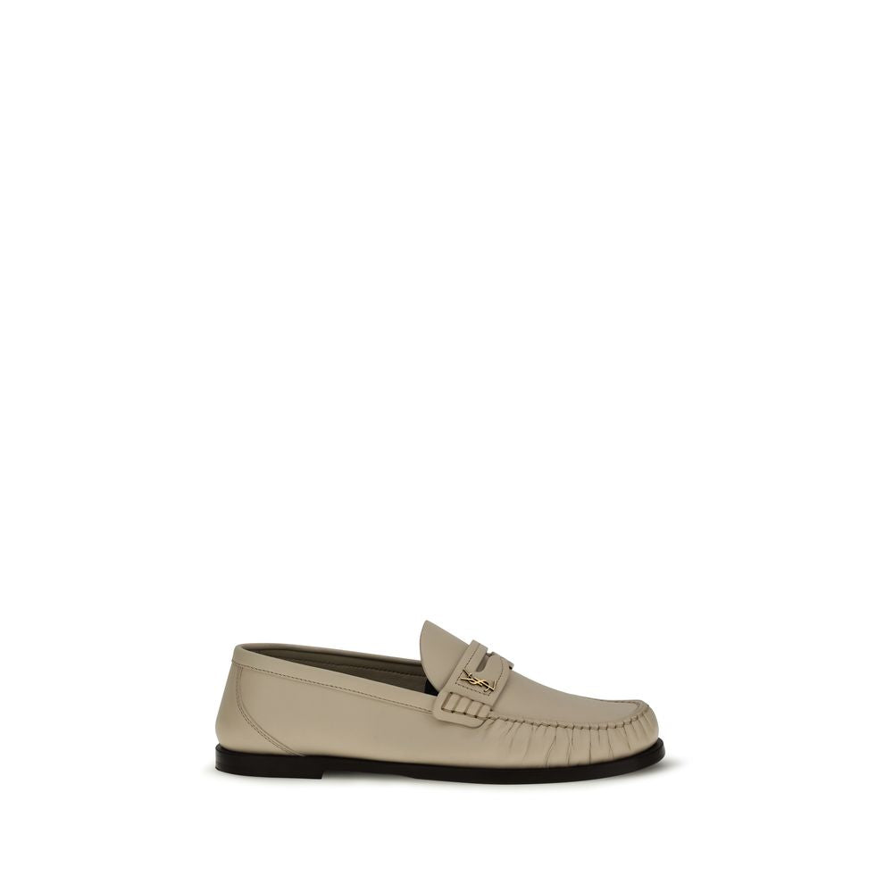 Beige Calf Leather Bos Taurus Slip-On Loafers
