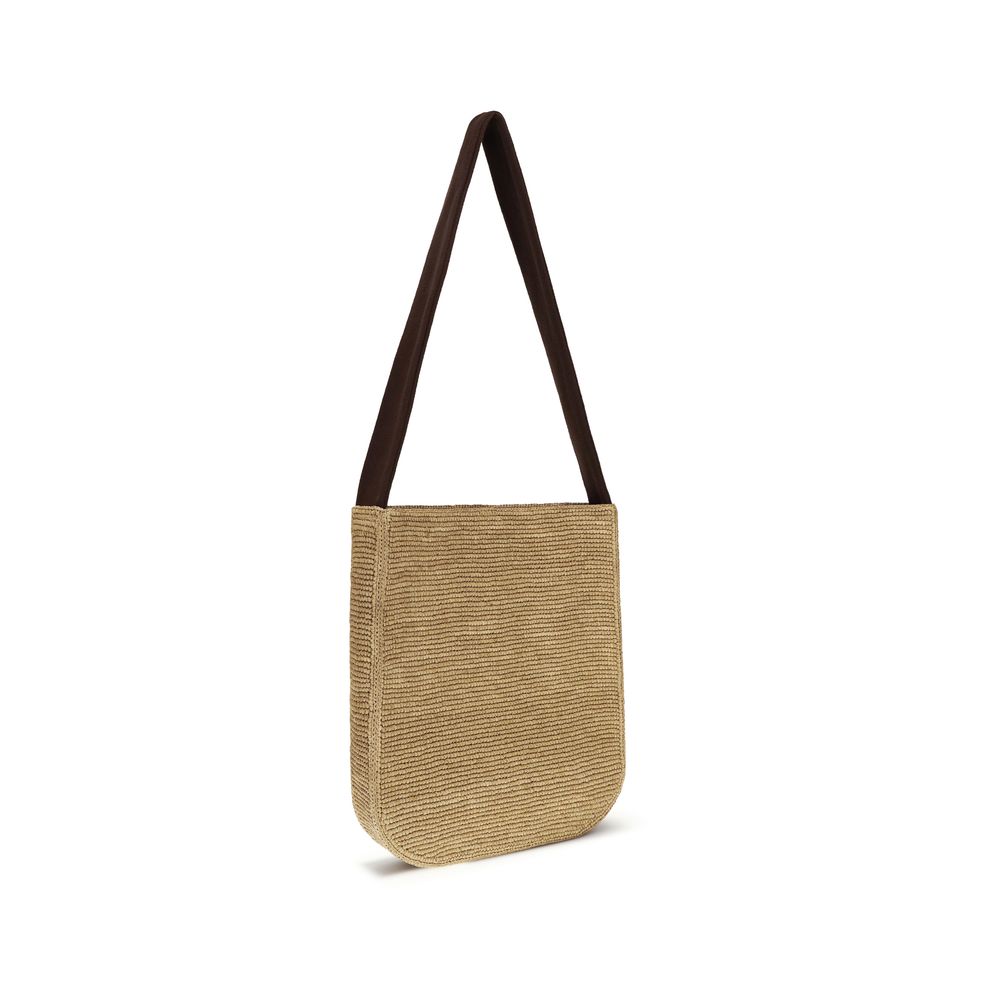 Beige Raffia Shoulder Bag