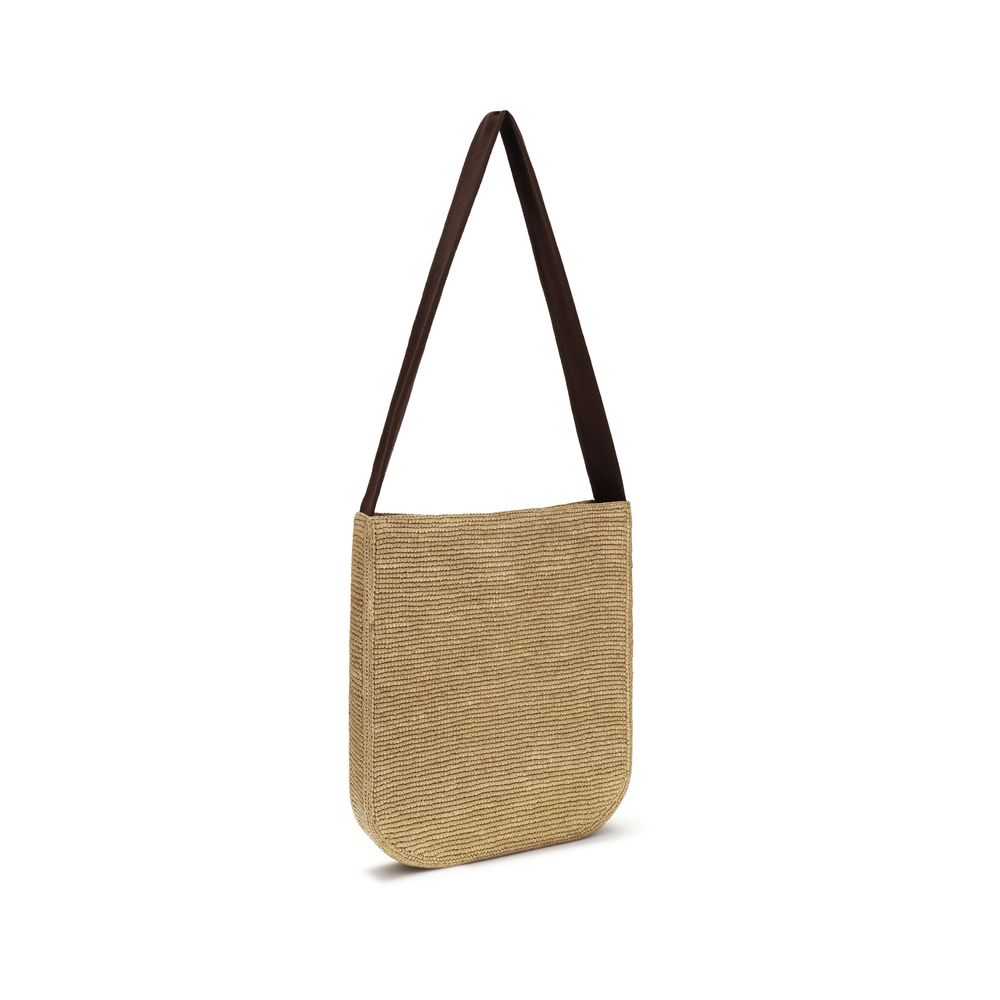 Beige Raffia Shoulder Bag