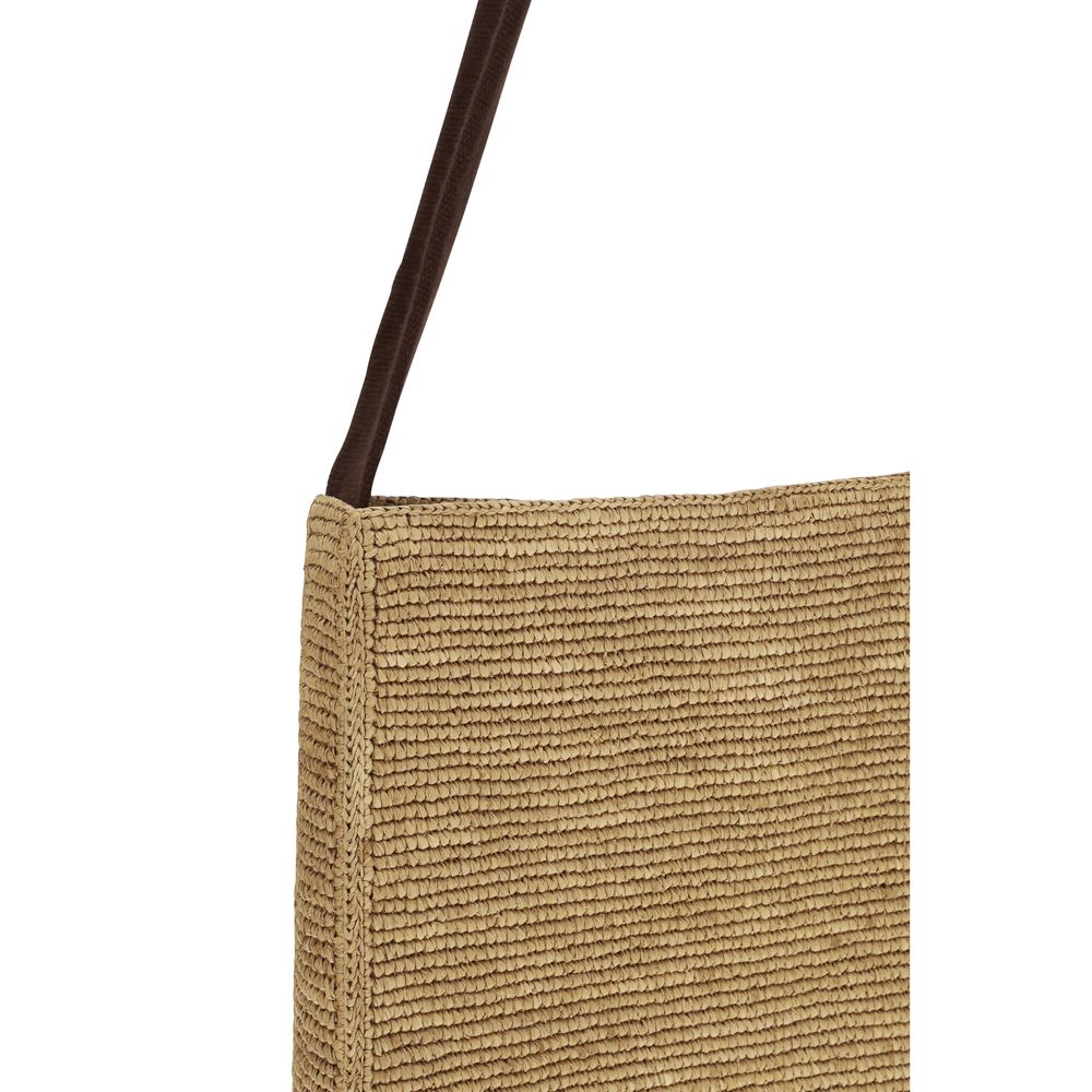 Beige Raffia Shoulder Bag