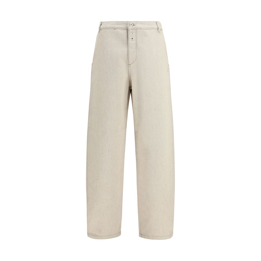 Beige Cotton Casual Pants