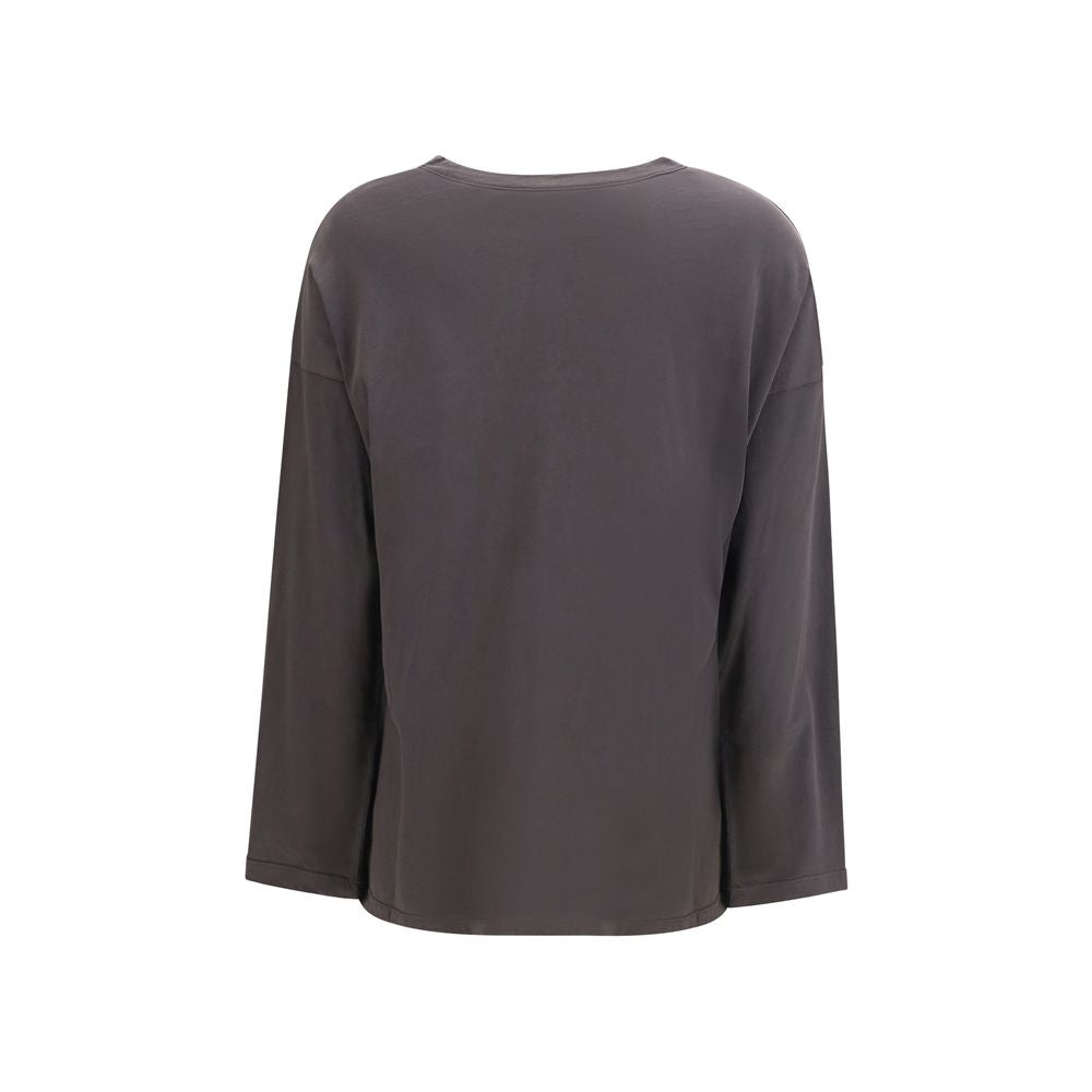 Brown Cotton Long Sleeve T-Shirt