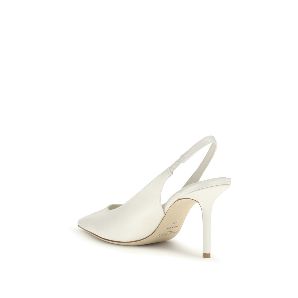 White Silk High Heel Pumps