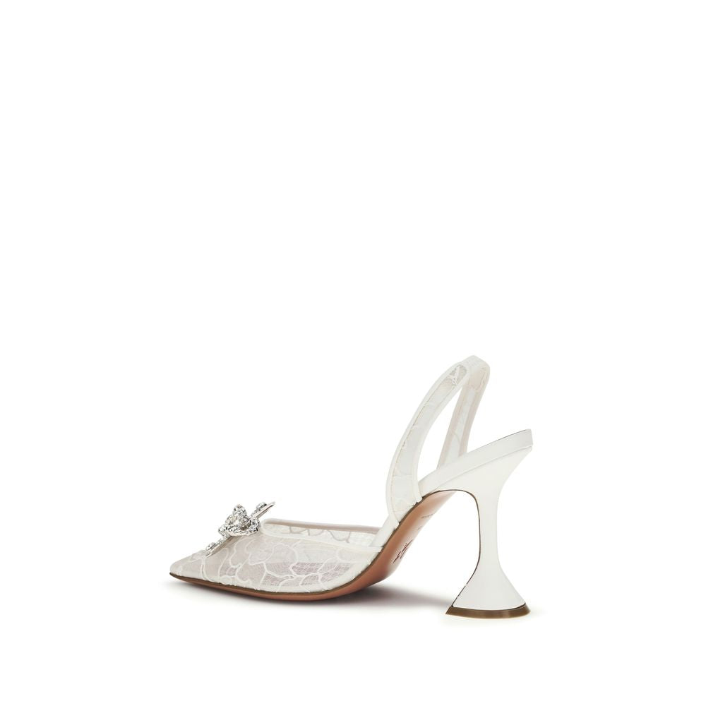 White Fabric High Heel Pumps