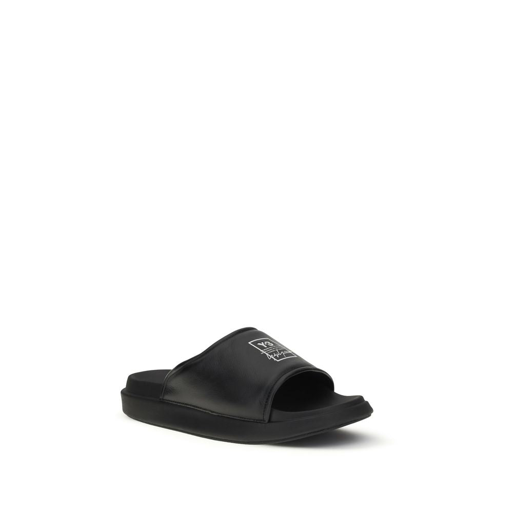 Black Calf Leather Bos Taurus Flat Sandals