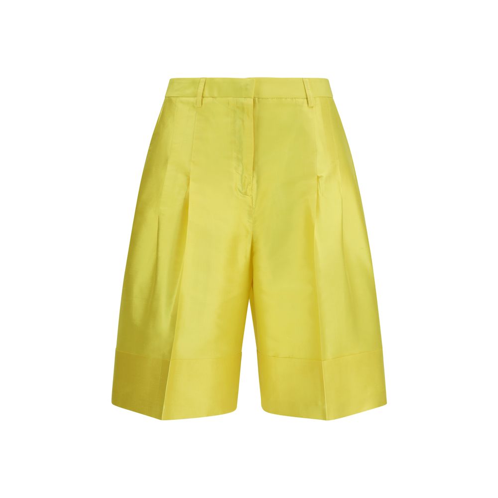 Bicolor Silk Bermuda Shorts