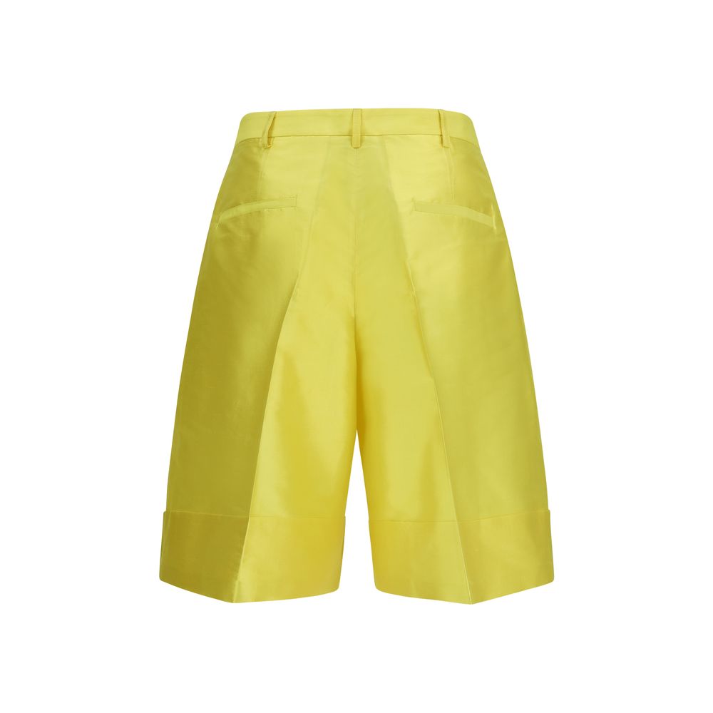 Bicolor Silk Bermuda Shorts