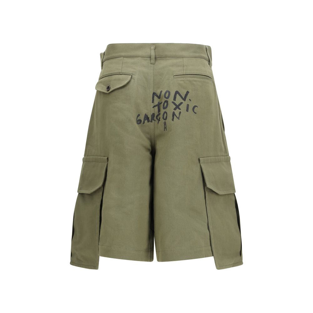Bicolor Cotton Bermuda Shorts