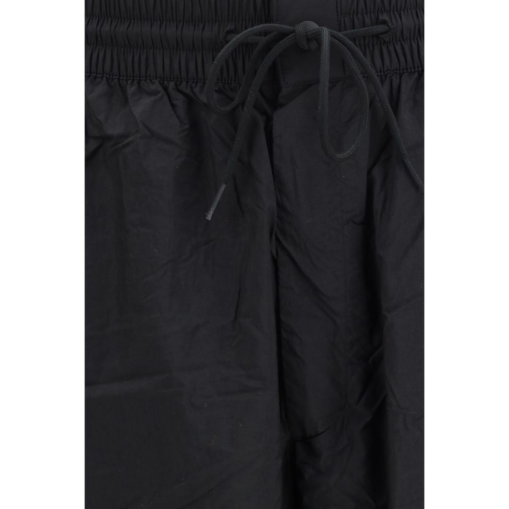 Black Nylon Casual Pants