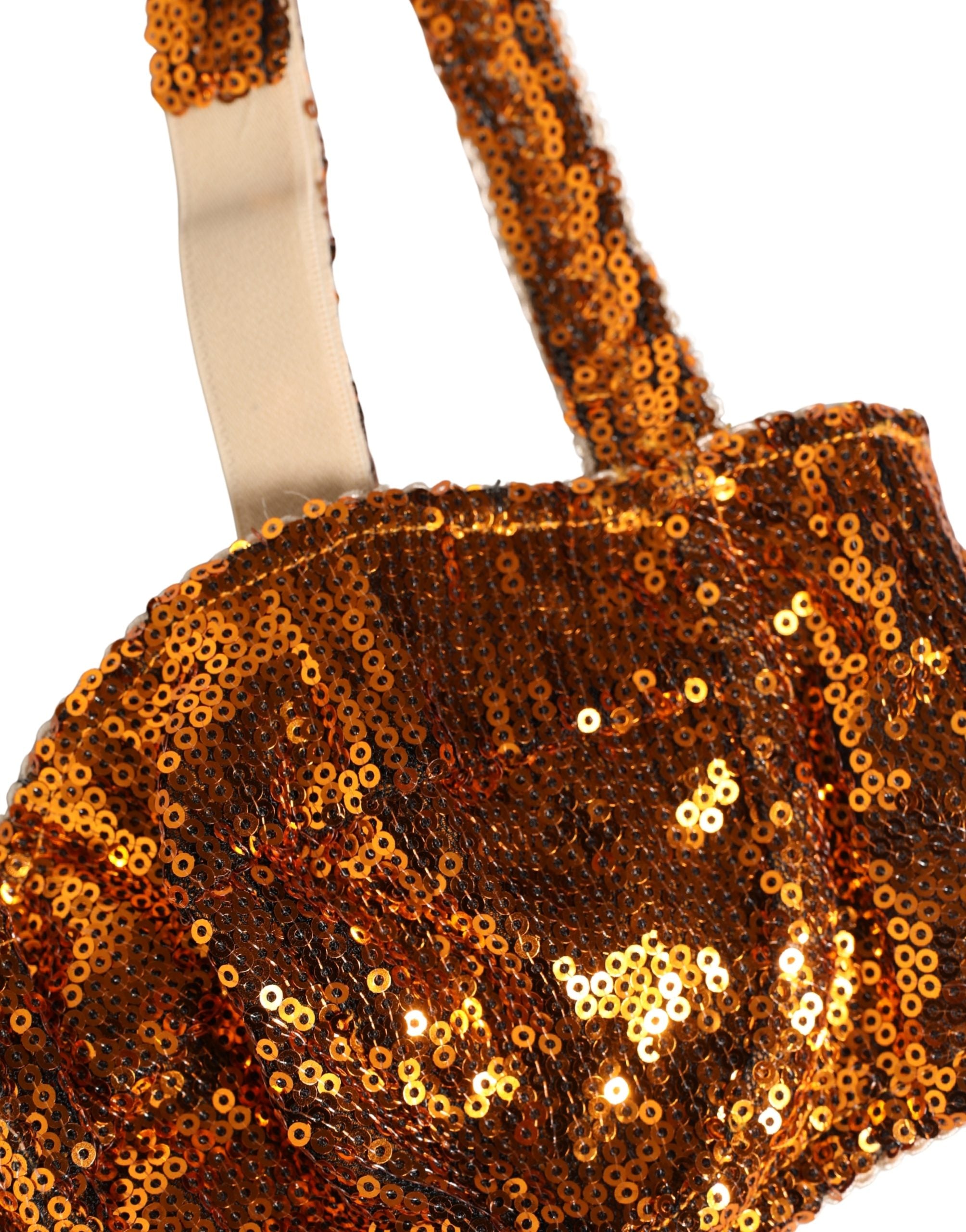 Gold Sequined Nyon Balconnet Bra Underwear